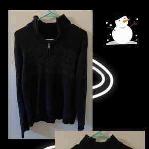 Outdoor Life Black Cotton Sweater With Grey Snowflake Designs